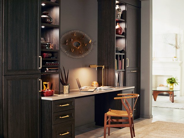 custom-home-office-dark-wood-grain-maryland-closets home office renovation maryland